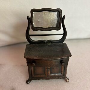Pencil Sharpener Dresser With Swivel Mirror Die Cast Copper miniature Vintage